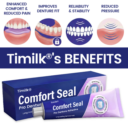 Timilk® Comfort Seal Pro Denture Adhesive🦷💜 (Clinically Proven 96-   Hour Lock Hold for   Secure, Comfortable &   Zinc-Free Denture Fit)