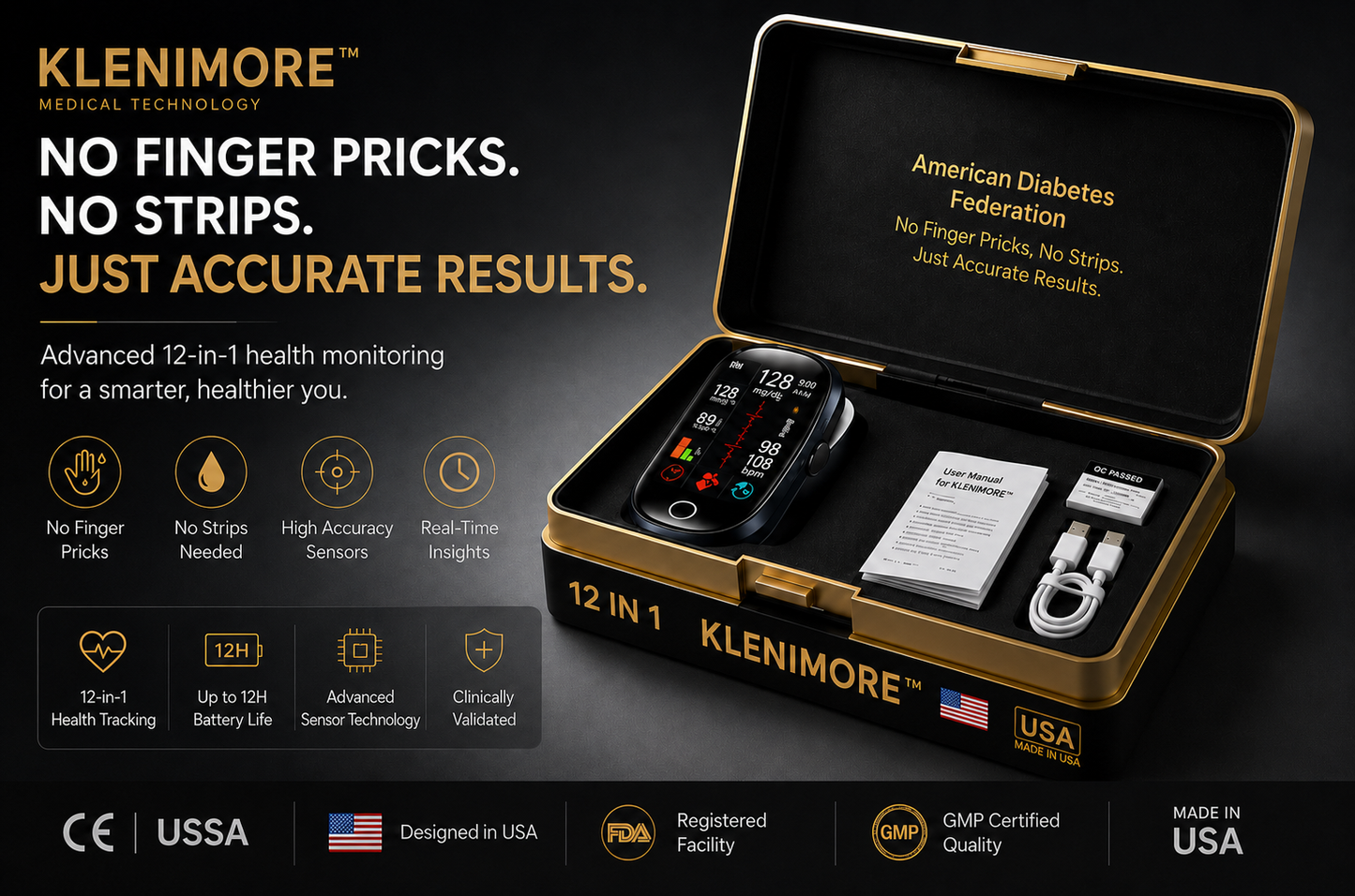 🔥Final 2 Hours – Limited Stock Left🏆KLENIMORE™ Non-Invasive Smart Blood Sugar Tracking Device 99.9% Accuracy (Mayo Clinic Recommended)