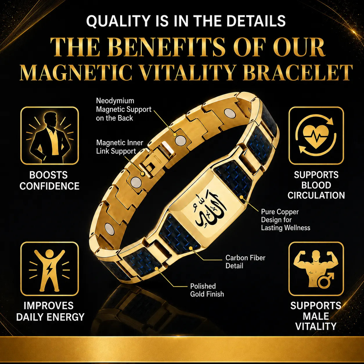 ✨🔥Last Day Free shipping-Men’s Strength & Vitality Bracelet💯🪐Upgrade Your Energy, Style, and Confidence-ABB8
