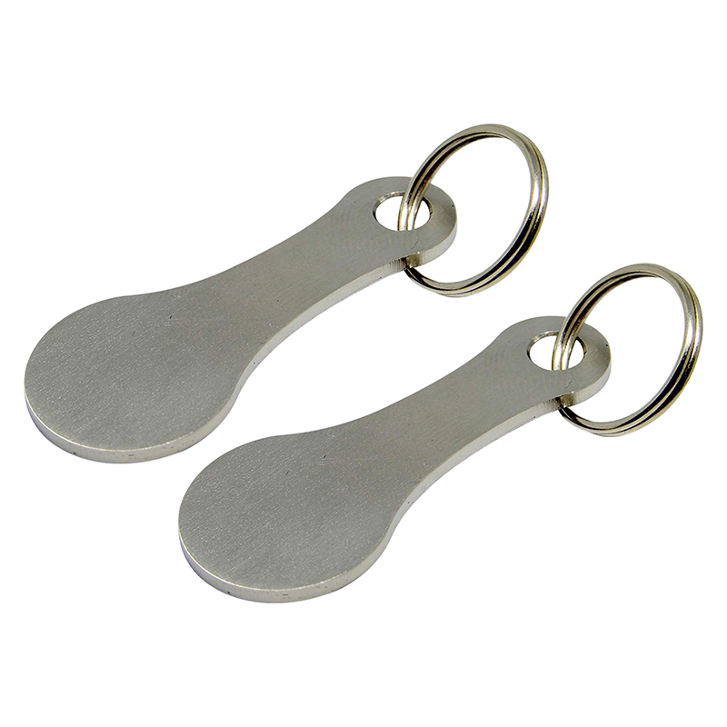 2 Pieces Stainless Steel Shopping Trolley Token Keyrings
